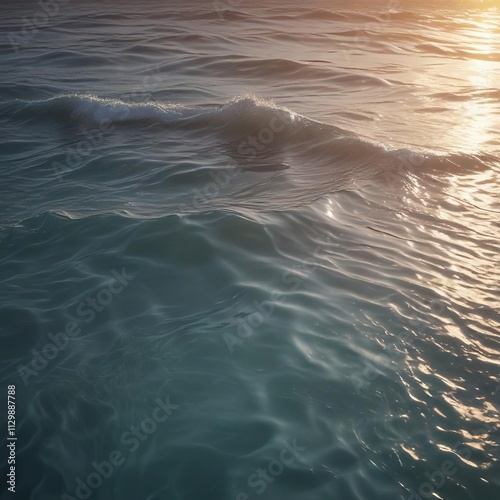 Softly glowing waves in a pool of water with a subtle gradient of warm and cool tones , abstract, wave, water
