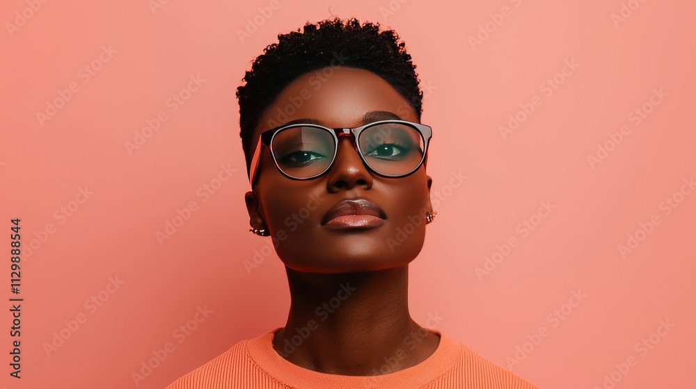 Confident young woman in glasses urban studio portrait photography soft lighting empowerment concept