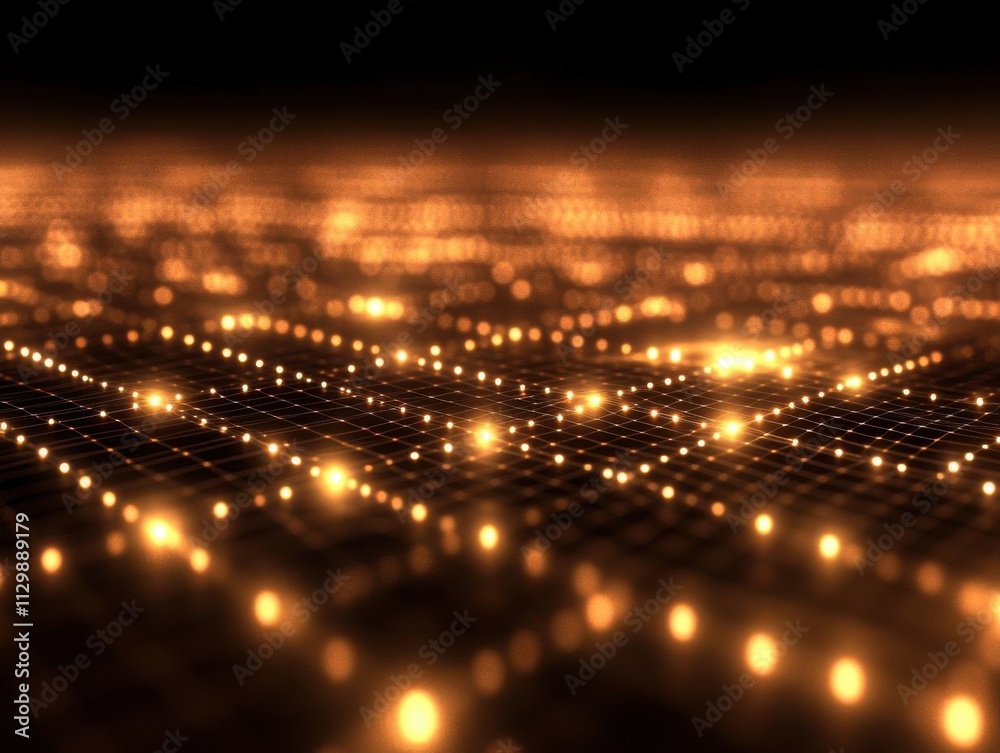Fototapeta premium Exploring glowing grid: a digital landscape of light and network