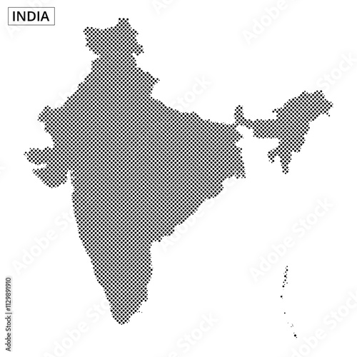 Map of India illustrated with dotted pattern showcasing geographical outline