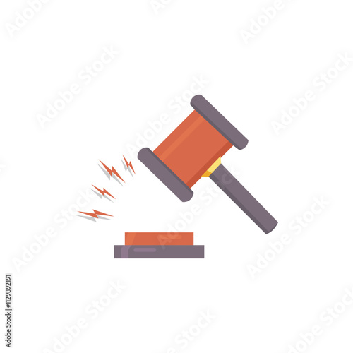 Wooden courtroom gavel used by judges for sentencing or auction signals. Modern vector illustration symbolizing law, justice, and court proceedings