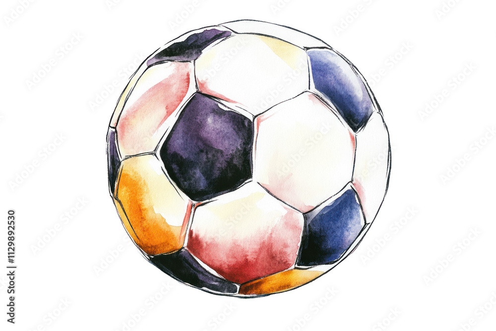Naklejka premium Watercolor Illustration of a Classic Soccer Ball