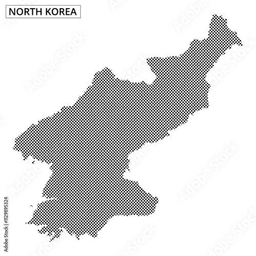 Detailed dot map representation of North Korea showcasing geographical features clearly photo