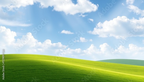 Rolling Green Hills Under a Bright Blue Sky