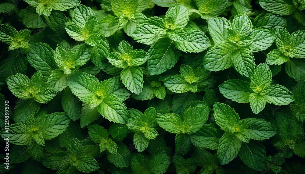 Vibrant green mint leaves, lush and refreshing. Vibrant green mint leaves, lush and refreshing.