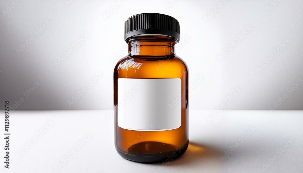 Amber glass bottle with a blank label, ready for your product. Amber glass bottle with a blank label, ready for your product.