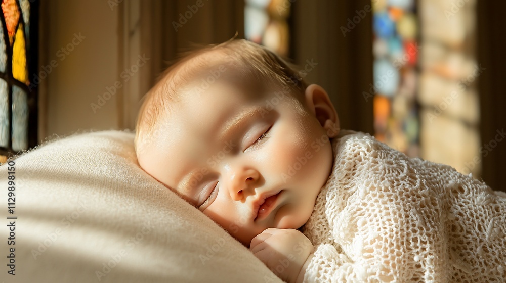 Peaceful baby sleeping soundly in sunlit room. Peaceful baby sleeping soundly in sunlit room.