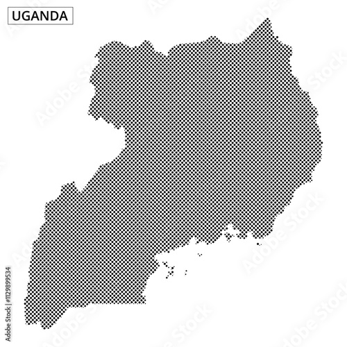 Detailed representation of the map of Uganda using dotted pattern design