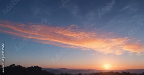 Gradient orange and blue colors in the morning sky with natural background, gradient orange blue colors, calm atmosphere