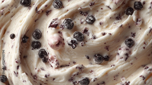 stracciatella ice cream, showcasing the smooth, creamy texture with chocolate flakes. Symbolizing indulgence, balance, and the harmony of sweet and bitter flavors photo