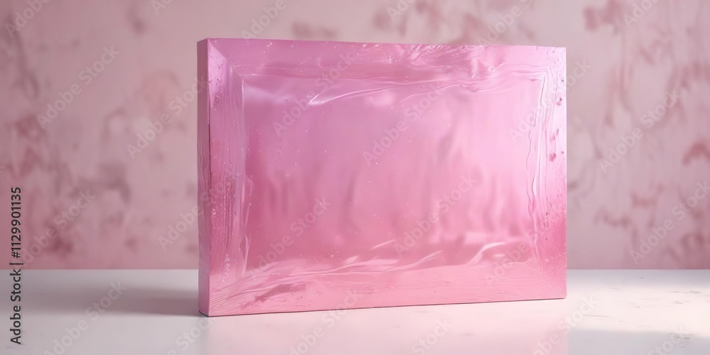 Holographic foil art on canvas with pastel pink hues , hologram decor, foil decor, geometric shapes