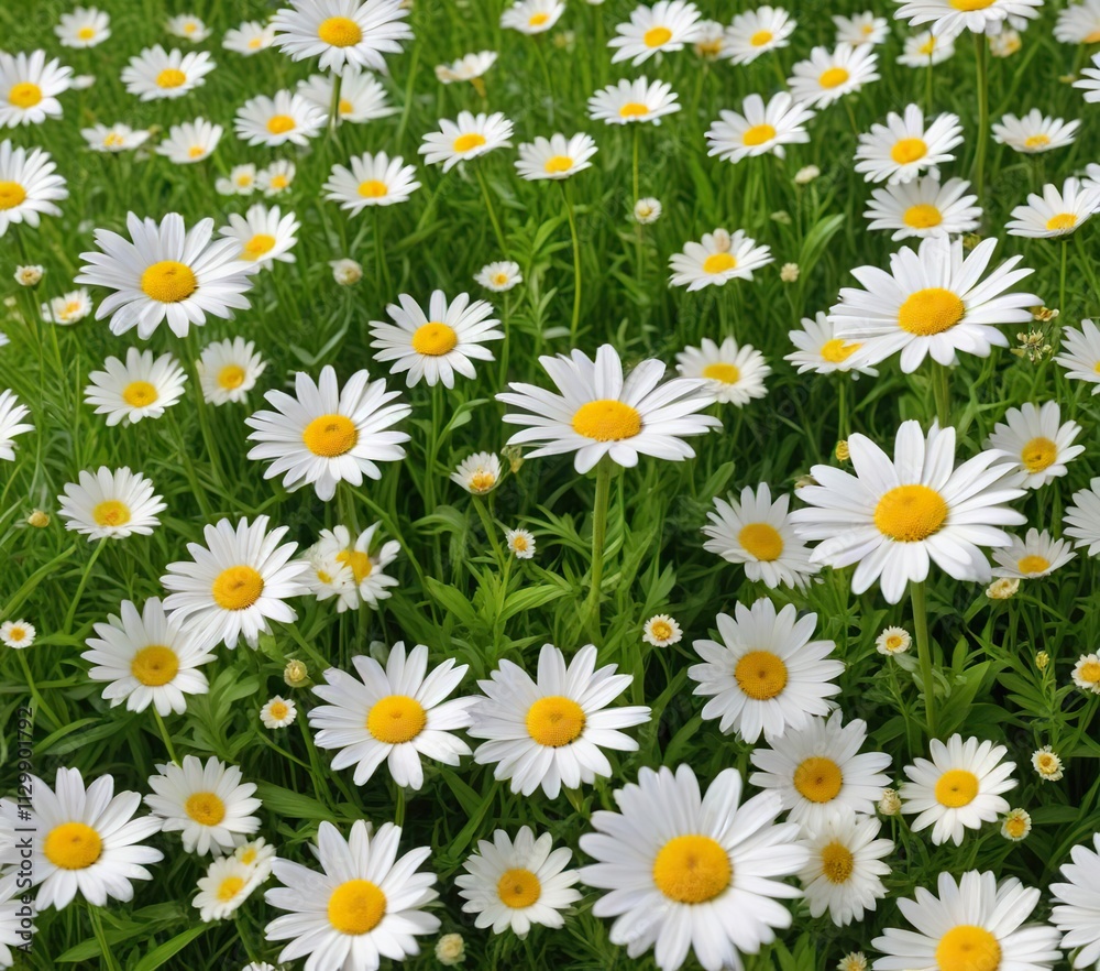 lush green grass border with white daisies and yellow wildflowers isolated on a clean white background, countryside scene, fresh cut grass lush green grass border with white daisies and yellow wildflowers isolated on a clean white background, countryside scene, fresh cut grass