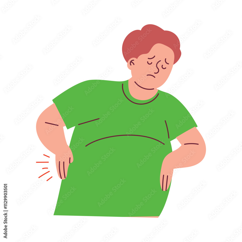 Obese Man Suffering from Back Pain Obese Man Suffering from Back Pain