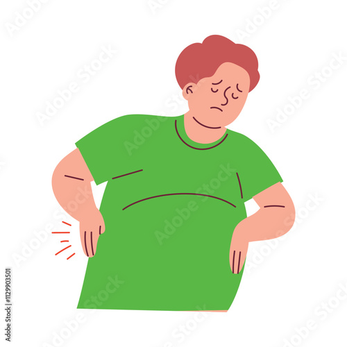 Obese Man Suffering from Back Pain