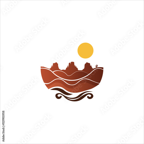 Wallpaper Mural An elegant health clinic logo for your business, Arizona. Showcases flowing red rock silhouettes and sun, representing natural healing Torontodigital.ca