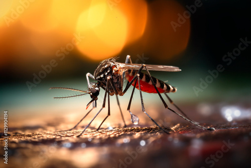 A mosquito close-up, highlighting Zika virus transmission and the need for disease control. photo