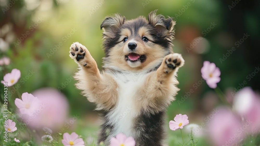 Graceful Sheltie Pup in Ballet Pose: Joyful, Playful, and Whimsically Balanced Graceful Sheltie Pup in Ballet Pose: Joyful, Playful, and Whimsically Balanced