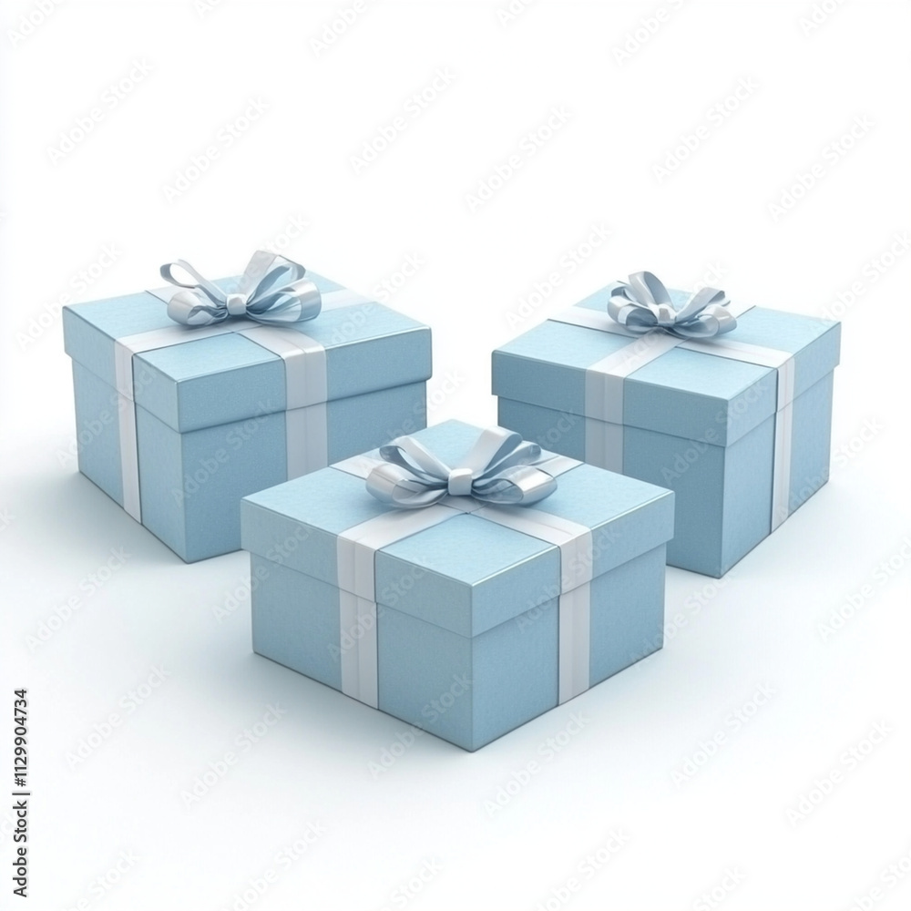 Elegant blue gift boxes with ribbons create festive atmosphere Elegant blue gift boxes with ribbons create festive atmosphere