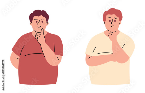 Confused Obese Man Thinking Something