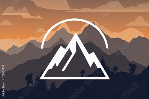 Mountainous Silhouette Icons for Hiking and Climbing Adventures photo