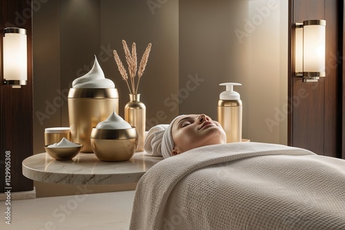 Luxury Spa Experience in 3D Rendering with Satin Cream and Nutrient Foam Features