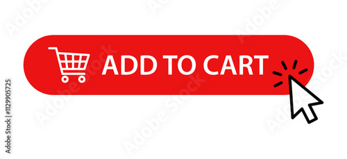 Add to cart red button with click cursor icon