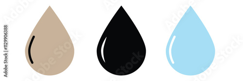 Water drop icon. Raindrop vector illustration. Wet symbol. Oil sign. Blue dripped rain droplet pictogram. Dew icon isolated. Symbol of nature, liquid, droplet, aqua, rain etc. Vector illustration.