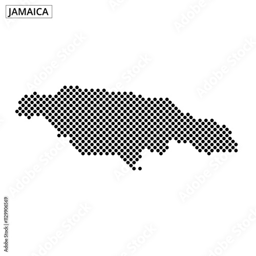 Artistic representation of Jamaica map with dotted pattern on a plain background