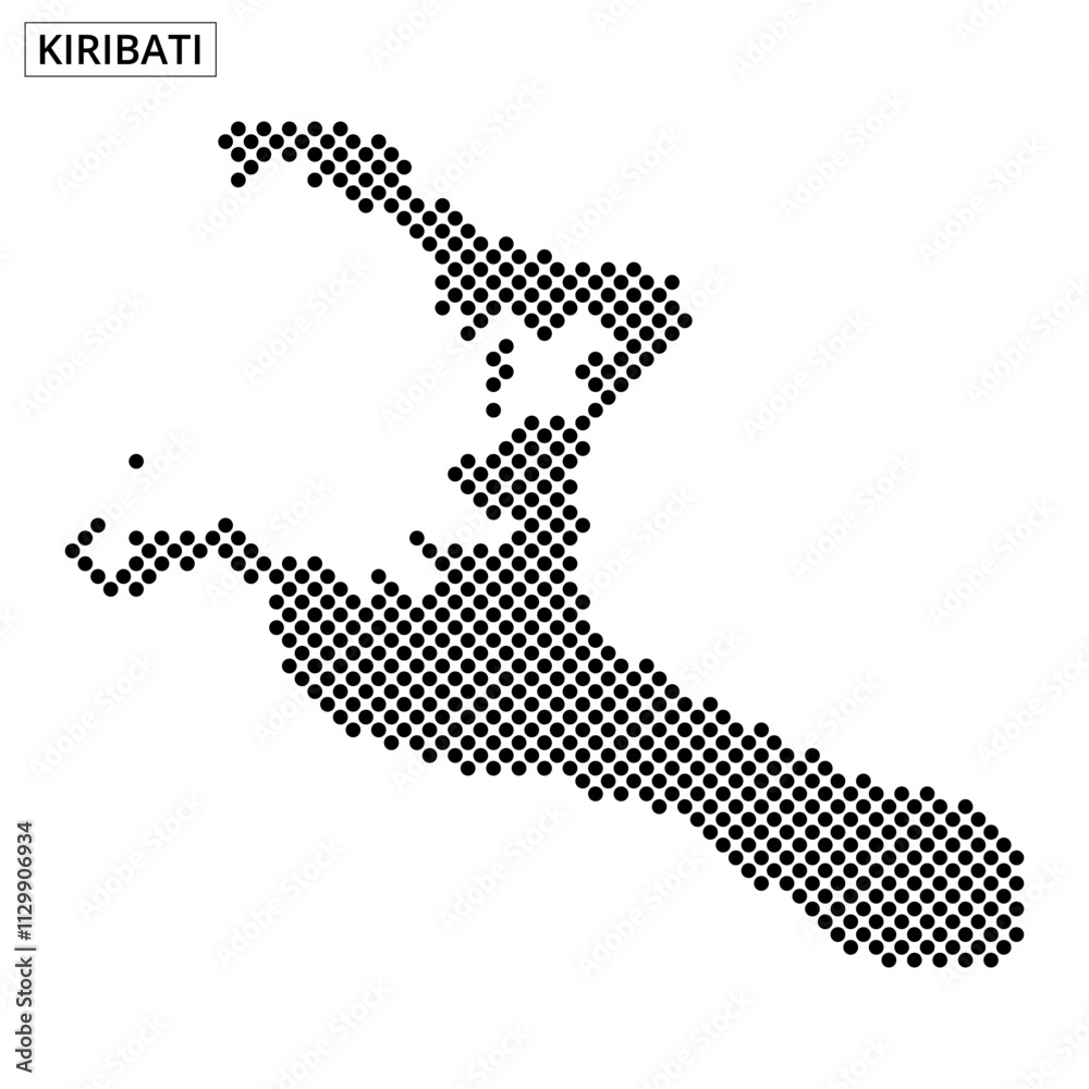 Obraz premium Map outline of Kiribati with a dotted design representing islands