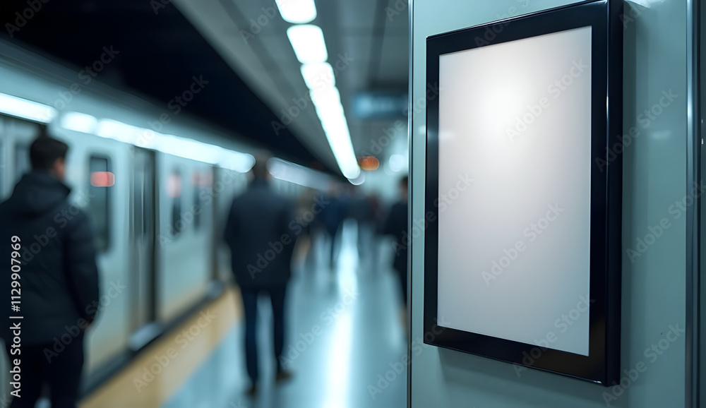 Modern Subway Station Poster Mockup with Dynamic Lighting Modern Subway Station Poster Mockup with Dynamic Lighting