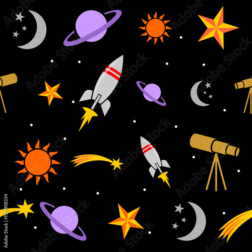 Seamless image containing space elements