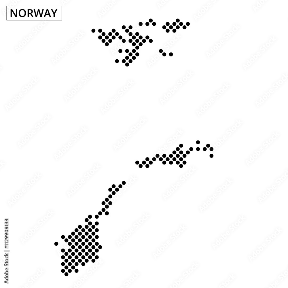 Detailed outline of Norway with dotted pattern and abstract background design Detailed outline of Norway with dotted pattern and abstract background design
