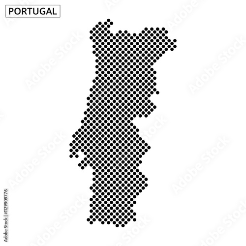 Illustration of Portugal with dotted outline showing geographic shape and borders