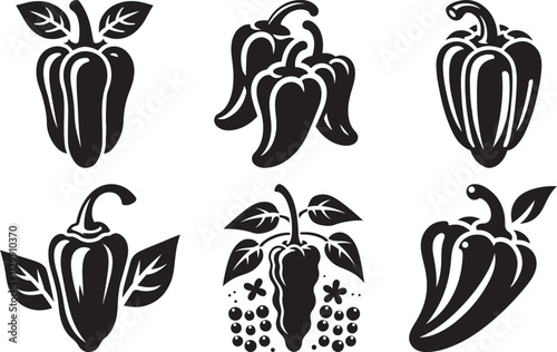 Pepper set silhouette vector illustration design