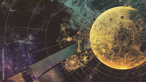 A segmented space map showing distinct zones for research, exploration, and tourism across the solar system.