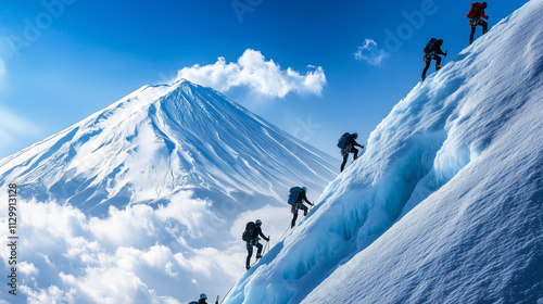 a person climbing an ice wall on Mount Everest, Ai generated images
