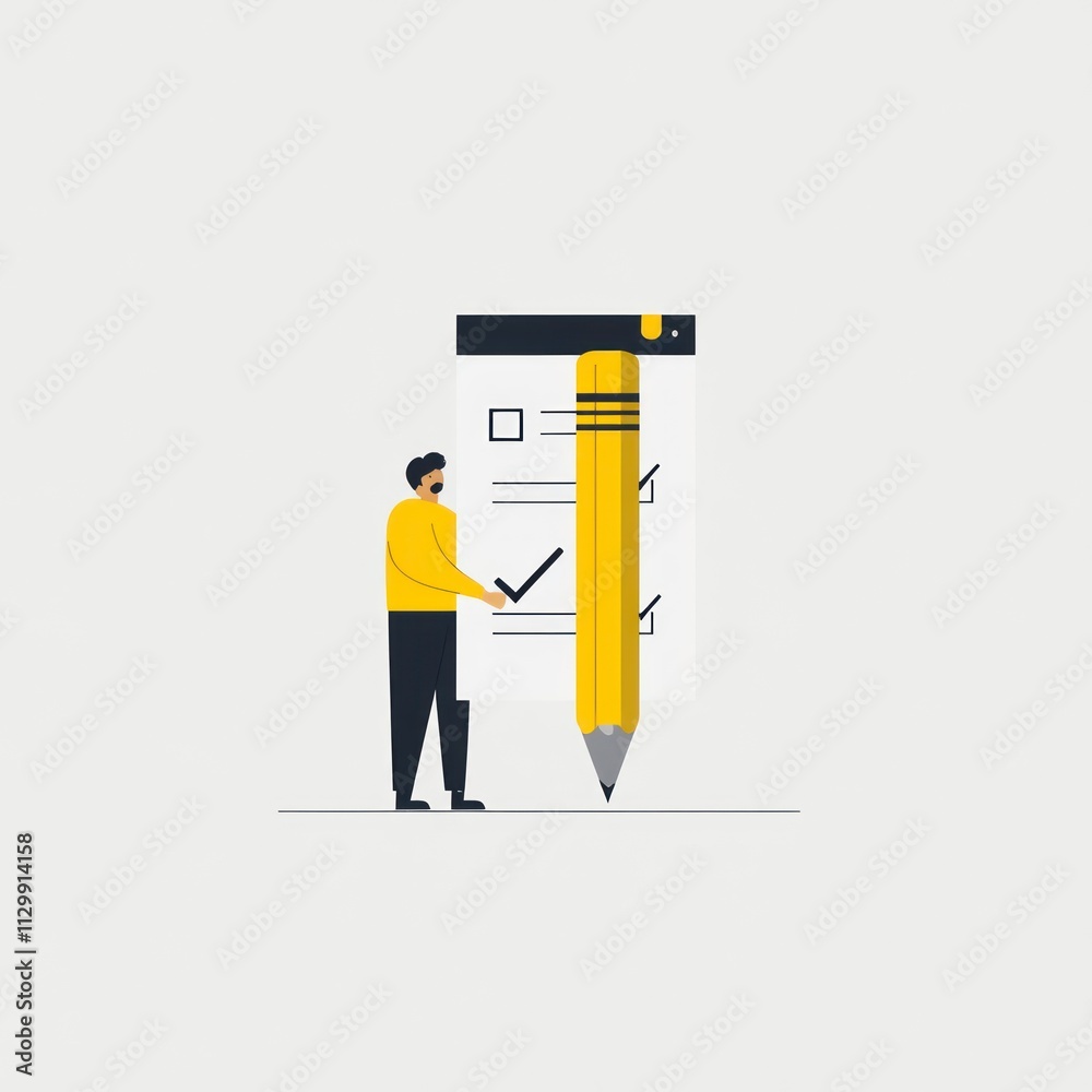 Illustration of Checklist and Person Completing Tasks Illustration of Checklist and Person Completing Tasks