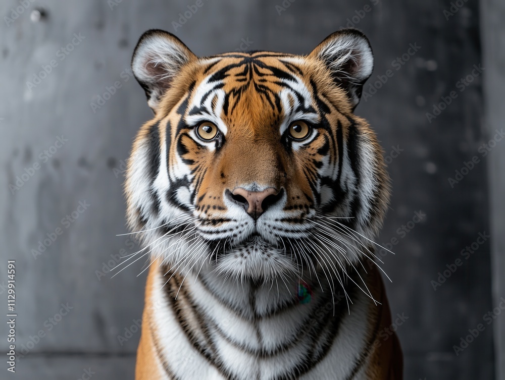 Studio portrait of a Bengal tiger with a concrete background Studio portrait of a Bengal tiger with a concrete background