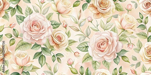 Wallpaper Mural Elegant Watercolor Roses Seamless Pattern for Textile Design Torontodigital.ca
