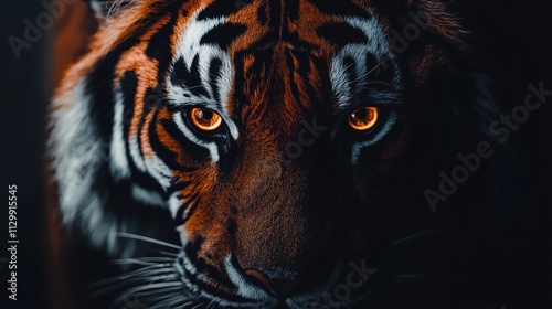 Close-up Portrait of a Bengal Tiger with Intense Orange Eyes photo