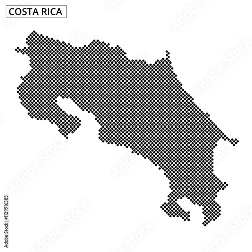 Costa Rica map design created with dotted patterns and abstract lines