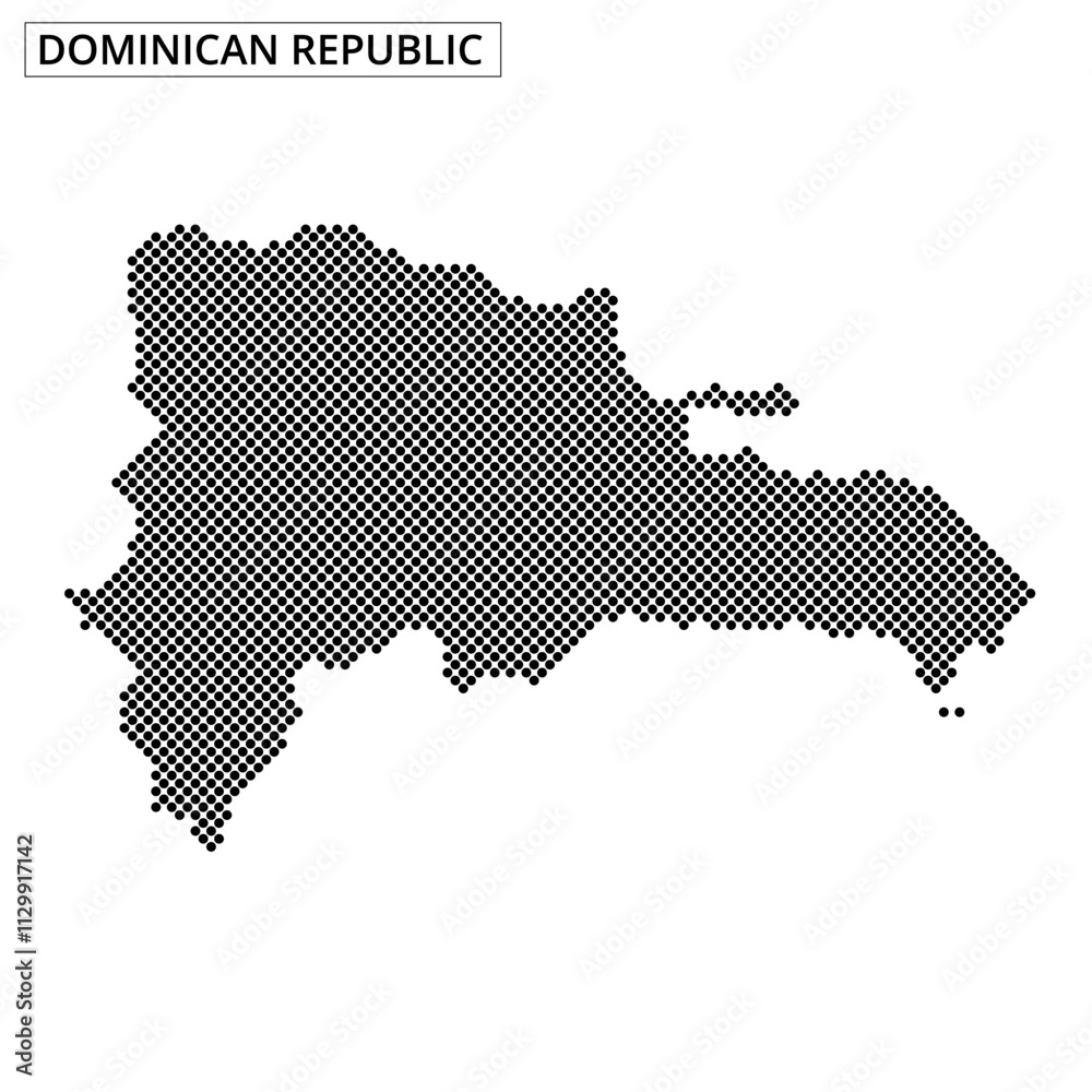 Map outline of Dominican Republic with a dotted pattern and a simple design Map outline of Dominican Republic with a dotted pattern and a simple design