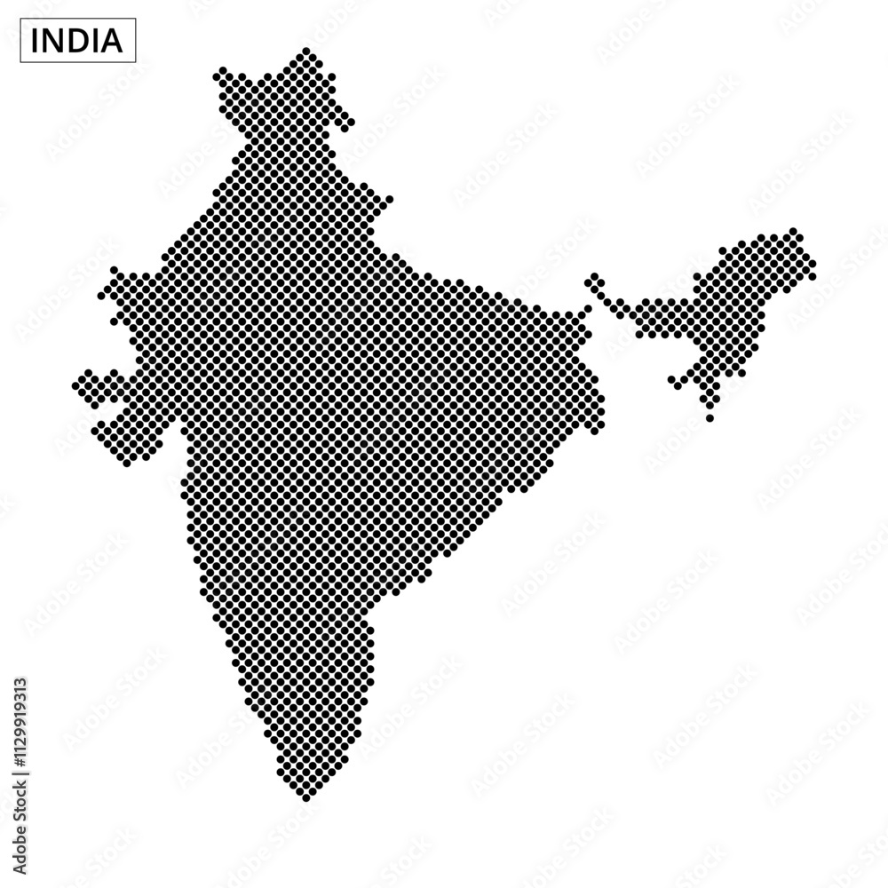 Obraz premium Map of India illustrated with dotted pattern showcasing geographical outline