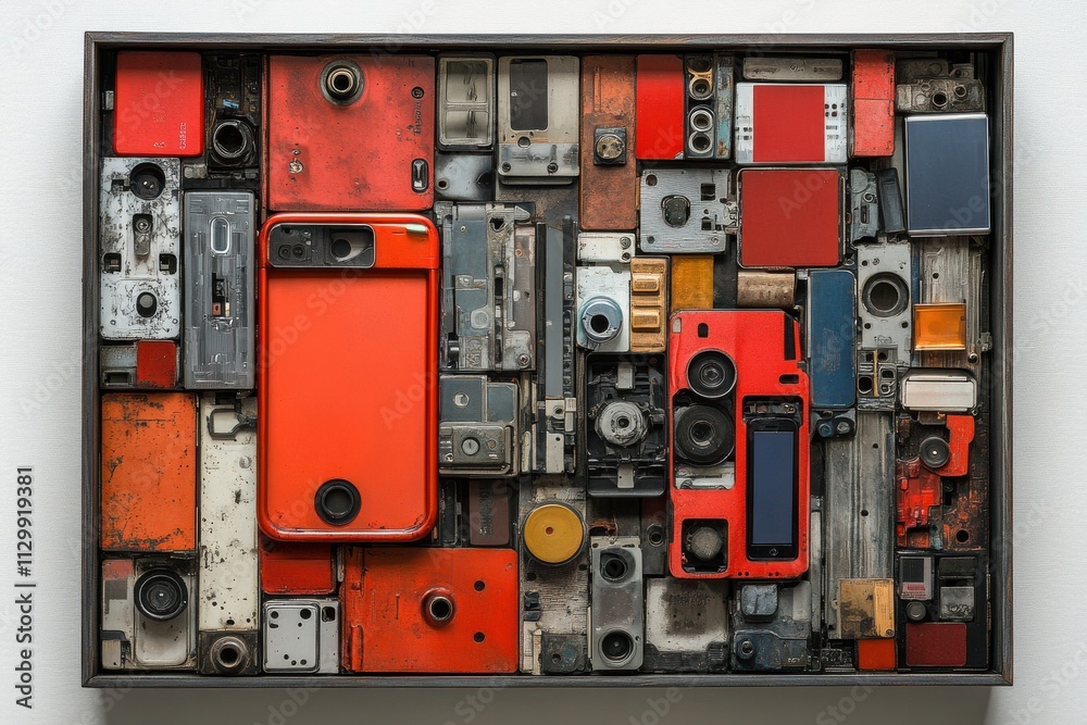 Colorful Phone Parts Displayed in Dramatic Light Colorful Phone Parts Displayed in Dramatic Light