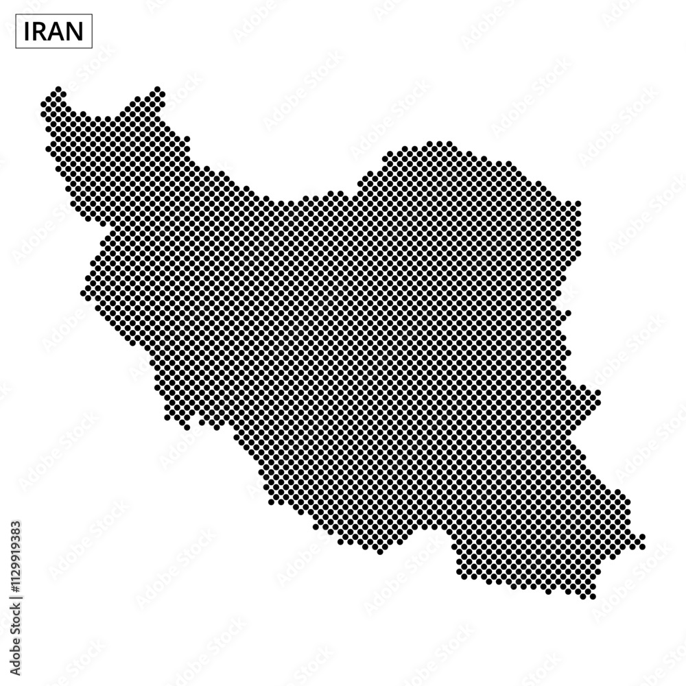 Detailed dot representation of Iran with contour lines in a minimalist style Detailed dot representation of Iran with contour lines in a minimalist style