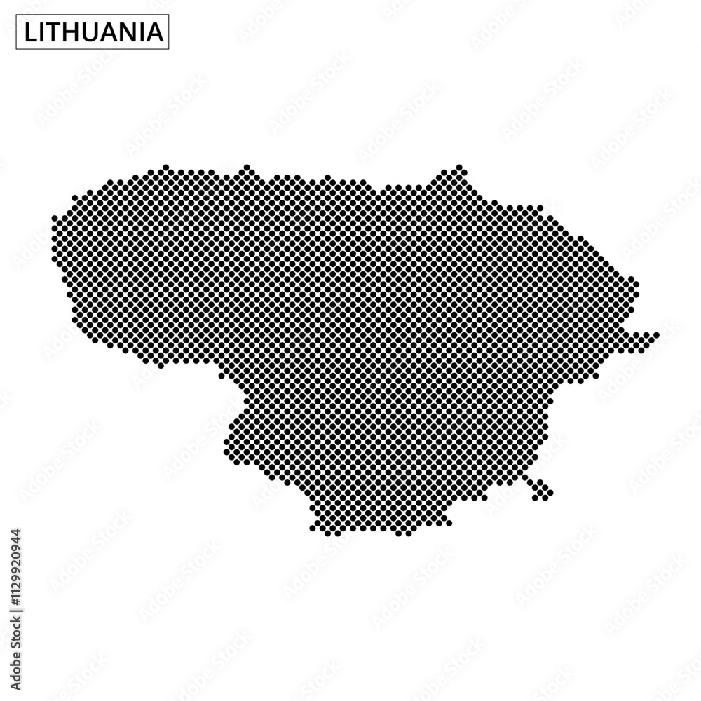 Lithuania outlined with a dotted pattern showcasing its geographic shape and features Lithuania outlined with a dotted pattern showcasing its geographic shape and features