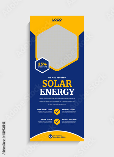 Solar Energy business standee roll up banner template design