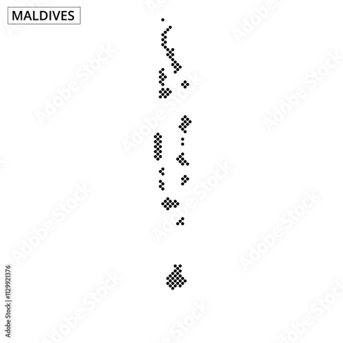 Maldives illustrated map showcasing unique island formations and turquoise waters