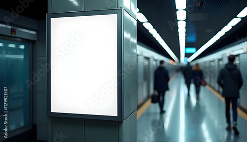 Modern Subway Station Poster Mockup with Dynamic Lighting