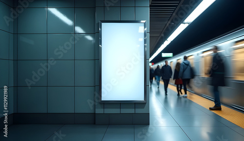 Modern Subway Station Poster Mockup with Dynamic Lighting